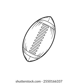 Balón de fútbol americano aislado en el fondo blanco. Ilustración de balón de fútbol americano en estilo sketch. Ilustración de Elementos deportivos de fútbol