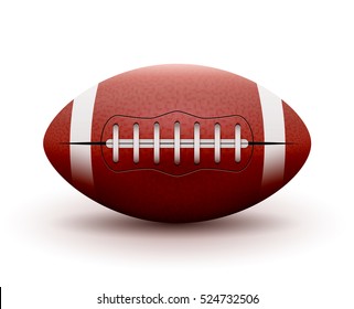 American Football ball isolated on white background. Vector illustration rugby sport game. Competition team