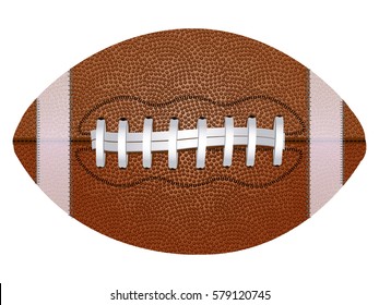 American football ball, isolated on white background. Realistic vector illustration