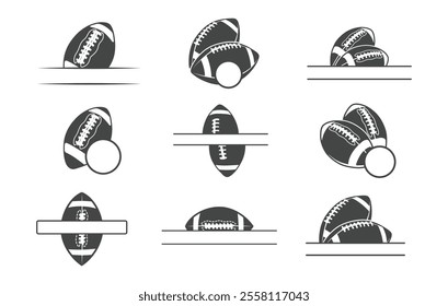 American football ball monogram vector illustration, American football monogram, American football monogram silhouette