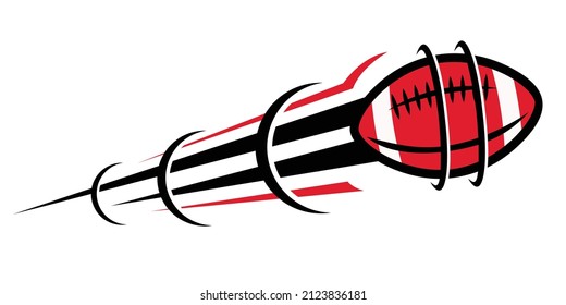 American football ball moving swoosh elements, ball with motion trails
