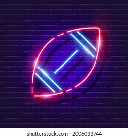 American football ball neon icon. Vector illustration for design. School Sport concept.