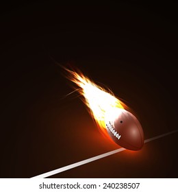 American football ball on f?re