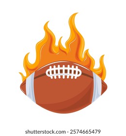 american football ball on fire isolated