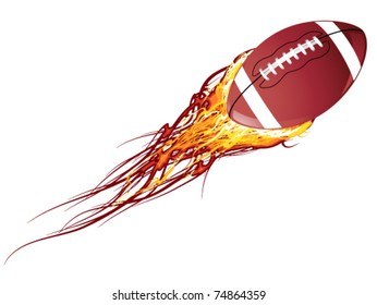 American football ball on fire