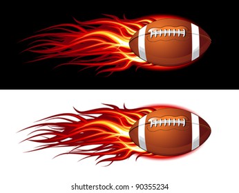 American football ball on fire