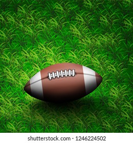 American football ball on grass