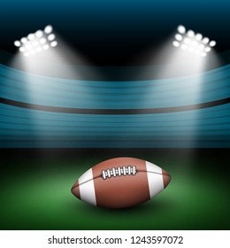 American football ball on stadium