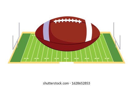 american football ball on stadium grass vector illustration design
