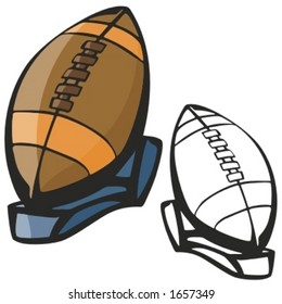 American football ball on a stand. Vector illustration