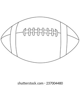 American football ball, outline, vector, isolated on white