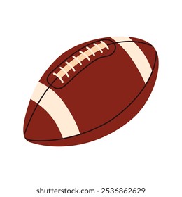 American football Ball of oval shape. Sport equipment illustration isolated on white background.