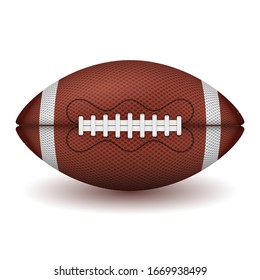 American football ball. realistic icon. front view american rugby ball. vector illustration isolated on white background