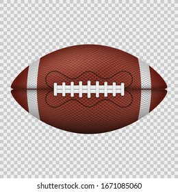 American football ball. realistic icon. front view american rugby ball. vector illustration isolated on transparent background