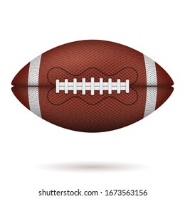 American football ball. realistic icon. front view american rugby ball. vector illustration isolated on white background