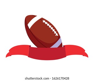 american football ball with ribbon on white background vector illustration design