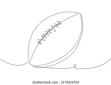 American football ball, rugby one line art. Continuous line drawing of soccer ball, sport, running, ball sports, activity, athlete, game, training, goal, play.