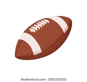 Fútbol americano. Pelota para fútbol americano o rugby. Vector dibujado a mano ilustración de una pelota deportiva en estilo plano de dibujos animados aislado sobre un fondo blanco EPS10.