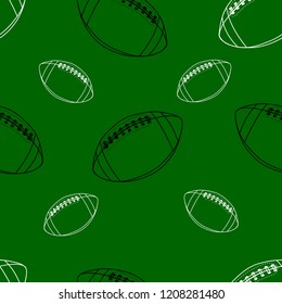 American football ball seamless pattern, Rugby ball background,