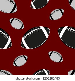 American football ball seamless pattern, Rugby ball background,