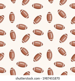 American Football ball Seamless Pattern, Soccer Ball Seamless Pattern.