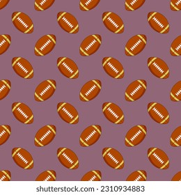 American football ball seamless pattern rugby ball background.