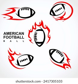 American football ball set. Collection icons football. Vector