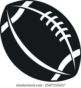 American football ball silhouette icon vector. Vector illustration of a rugby ball, sports design clipart.