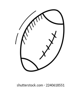 American Football ball. Simple rugby ball doodle icon isolated on white