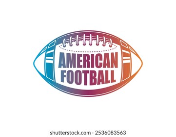 American football ball. Sports emblem. Original vector illustration in vintage style. T-shirt design. Hand drawn, not AI