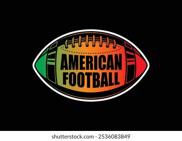 American football ball. Sports emblem. Original vector illustration in vintage style. T-shirt design. Hand drawn, not AI