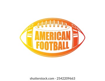 American football ball. Sports emblem. Original vector illustration in vintage style. T-shirt design. Hand drawn, not AI