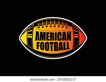 American football ball. Sports emblem. Original vector illustration in vintage style. T-shirt design. Hand drawn, not AI