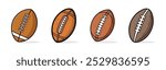 American football ball vector icon set