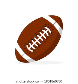 American Football Ball Vector Icon. Football Ball In Flat Design. Sport Concept. Vector Illustration