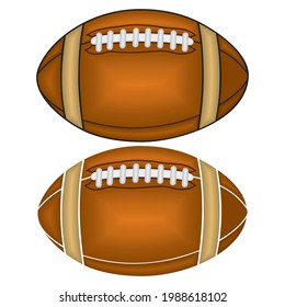 American Football Ball Vector Illustration. Rugby Sport Ball Isolated On White Background. Rugby Ball Vector Design.eps
