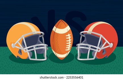 american football balloon with helmets icons