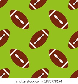 American football balls cartoon style vector seamless pattern background.