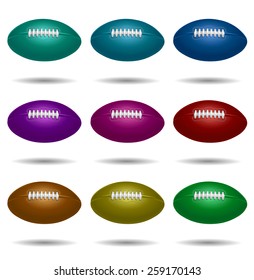 American football balls, multicolor Vector