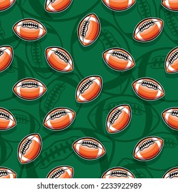 American football balls Seamless pattern vector art image. Rugby balls repeating tile background wallpaper texture design.