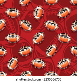 American football balls Seamless pattern vector art image. Rugby balls repeating tile background wallpaper texture design.