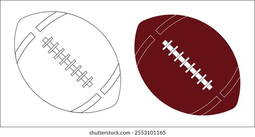 American football balls in two different colors. Two rugby balls on a white background. Vector EPS10 illustration