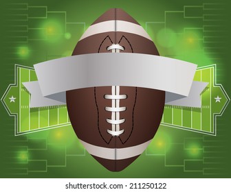 An American Football And Banner With Field Background. Vector EPS 10. EPS File Contains Transparencies.