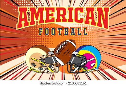 American football banner illustration design. with a ball and helmet symbol. vector