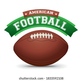 American Football and Banner Illustration Isolated on White