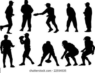 American football, baseball, referees silhouette vectors
