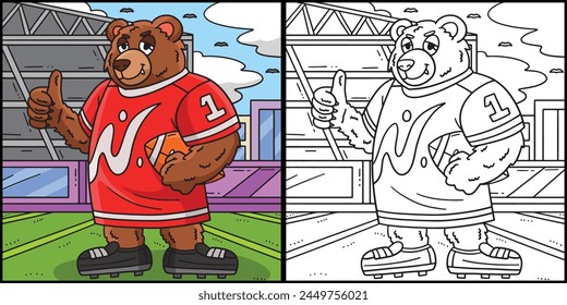 American Football Bear Mascot Illustration