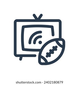 American Football Big Game Live on TV Vector Icon Illustration