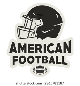 American Football Black and White Vintage Logo, Football Helmet Logo