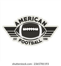 American Football Black and White Vintage Ball Logo